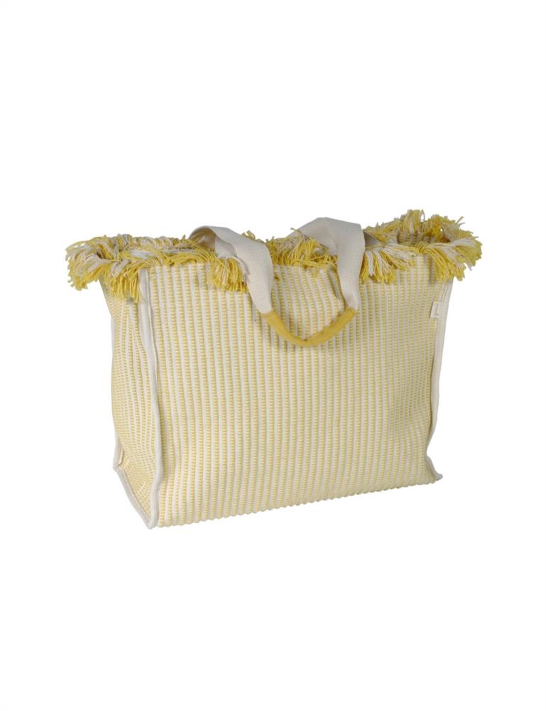 Bolsa algodón con flecos amarillos