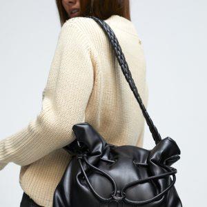 Bolso shopper negro asa trenzada lola casademunt